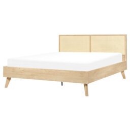 Beliani Bed Rattan Monpazier 160 X 200 Cm (Eu King Size) Light Brown - thumbnail 1