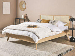 Beliani Bed Rattan Monpazier 160 X 200 Cm (Eu King Size) Light Brown - thumbnail 2