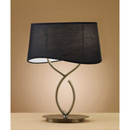 Luminosa Lighting Luminosa Ninette Table Lamp 2 Light E14 Large, Antique Brass With Black Shade - thumbnail 2
