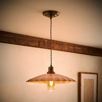 Valuelights Holborn Dusky Pink Scallop Pendant Ceiling Light And Bulb - image 1