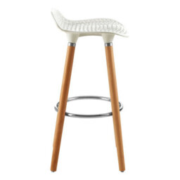 Orsina Matte White Bar Stool, Easy To Clean Kitchen Bar Stool, Footrest Bar Stool, Space-Saver Breakfast Stool - thumbnail 3