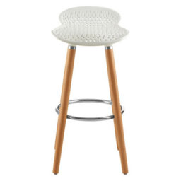 Orsina Matte White Bar Stool, Easy To Clean Kitchen Bar Stool, Footrest Bar Stool, Space-Saver Breakfast Stool