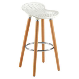 Orsina Matte White Bar Stool, Easy To Clean Kitchen Bar Stool, Footrest Bar Stool, Space-Saver Breakfast Stool - thumbnail 2