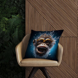 Warren Reed Designer Splashart Cheeky Chimp Face Outdoor Cushion 45Cm X 45Cm - thumbnail 2