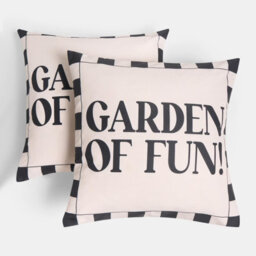 Ohs 2 X Garden Of Fun Slogan Garden Cushion Covers Outdoor Water Resistant - thumbnail 3