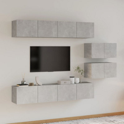 Berkfield 6 Piece Tv Cabinet Set Concrete Grey Engineered Wood - image 1