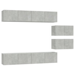 Berkfield 6 Piece Tv Cabinet Set Concrete Grey Engineered Wood - thumbnail 2