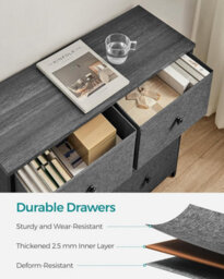 Storage Chest, 6 Fabric Drawers With Sturdy Metal Frame, Organizer Unit, Dresser, Grey And Black With Wood Grain - thumbnail 5