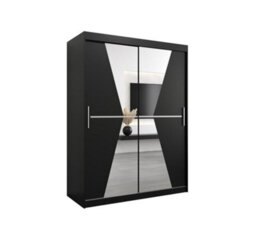 Arte Morocco Contemporary 2 Mirrored Sliding Door Wardrobe 5 Shelves 2 Rails Black Matt (H)2000mm (W)1500mm (D)620mm - thumbnail 1