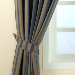 Homescapes Blue And Gold Stripe Jacquard Curtain Tie Back Pair - thumbnail 2