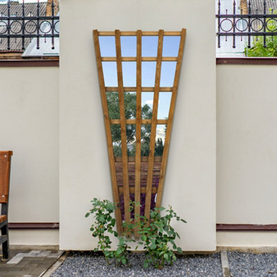 Mirroroutlet The Trellis Fan Design Large Scandinavian Spruce Wood Wall Fence Or Leaner Mirror 180Cm X 92Cm - image 1
