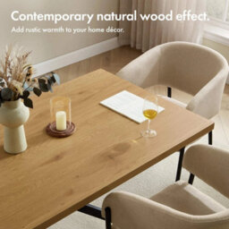 6 Seater Dining Table, Rectangular Natural Wood Effect Kitchen Table - thumbnail 5