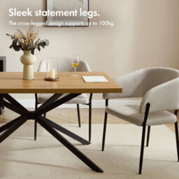 6 Seater Dining Table, Rectangular Natural Wood Effect Kitchen Table - thumbnail 6