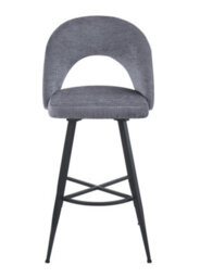 Aspect Furniture Set Of 2 Lincoln Swivel Barstool W Padded Seat, Black Base-Grey Linen - thumbnail 3