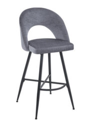 Aspect Furniture Set Of 2 Lincoln Swivel Barstool W Padded Seat, Black Base-Grey Linen - thumbnail 4