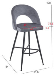 Aspect Furniture Set Of 2 Lincoln Swivel Barstool W Padded Seat, Black Base-Grey Linen - thumbnail 8