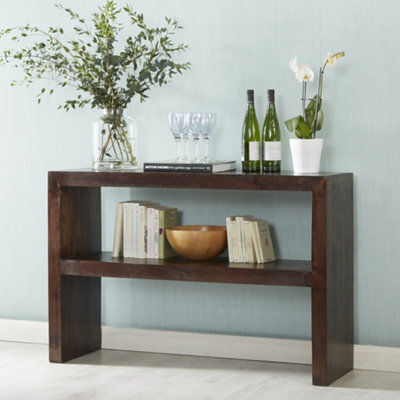 Loft Solid Dark Wood Console Table With Shelf - image 1