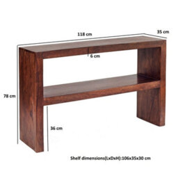 Loft Solid Dark Wood Console Table With Shelf - thumbnail 3