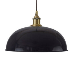 Navy Blue Worcester Painted Dome Pendant Light With Antique Brass Lamp Holder And Black Round Cable - Se Home