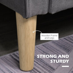 Homcom Compact 2 Seater Sofa With Hidden Storage And Rubberwood Legs Grey - thumbnail 6