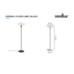 Nordlux Verona Glass Floor Lamp Cord Switch Black,mains - thumbnail 6