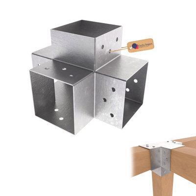 Gezu Impex Heavy Duty Hot Dip Galvanised Post Connector X Shape - Pergola 4 Way Corner Connector - 71 X 71 mm (Pack Of 4) - image 1