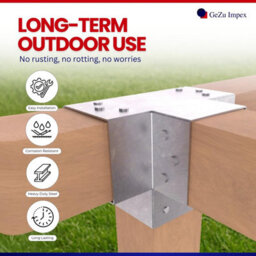 Gezu Impex Heavy Duty Hot Dip Galvanised Post Connector X Shape - Pergola 4 Way Corner Connector - 71 X 71 mm (Pack Of 4) - thumbnail 7