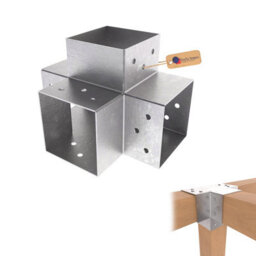 Gezu Impex Heavy Duty Hot Dip Galvanised Post Connector X Shape - Pergola 4 Way Corner Connector - 71 X 71 mm (Pack Of 4) - thumbnail 1