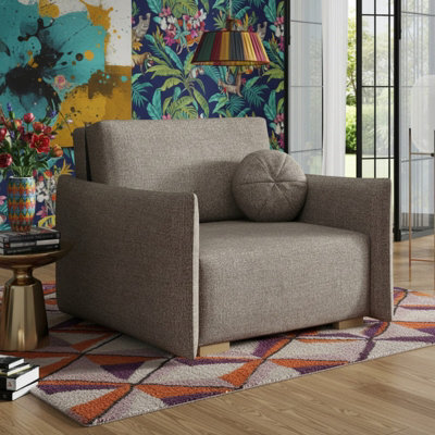 Viva Glov I Armchair With Sleeping Function Storage Container Chipboard Frame Sinuous Spring 104X98X85Cm Cappuccino - image 1