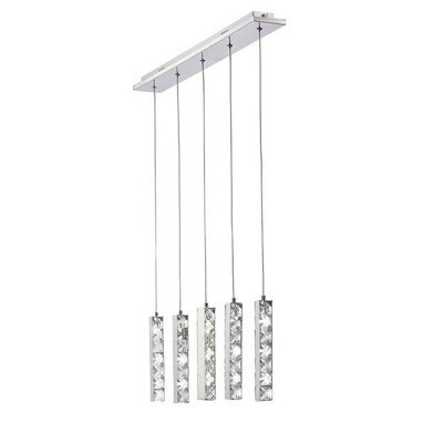 Luminosa Lighting Luminosa Galaxy Linear Pendant 5 Drop 15W Led 6000K Polished Chrome, Crystal - image 1