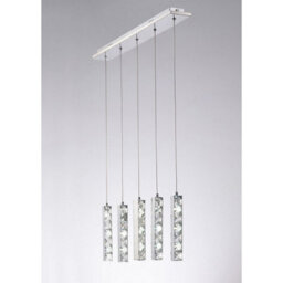 Luminosa Lighting Luminosa Galaxy Linear Pendant 5 Drop 15W Led 6000K Polished Chrome, Crystal - thumbnail 2