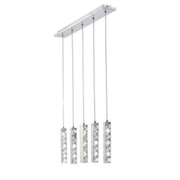 Luminosa Lighting Luminosa Galaxy Linear Pendant 5 Drop 15W Led 6000K Polished Chrome, Crystal - thumbnail 1