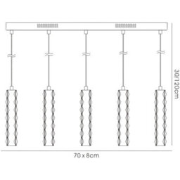 Luminosa Lighting Luminosa Galaxy Linear Pendant 5 Drop 15W Led 6000K Polished Chrome, Crystal - thumbnail 9