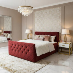 Malaga M 200X200 Upholstered Bed With Topper Mdf Laminated Board Frame Hr Foam Bonnell Springs Wooden Slatted Base Brown