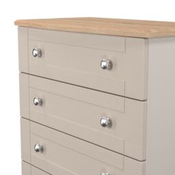 Santander Ready Assembled Matt Beige & Oak 4 Drawer Wide Chest (H)882mm (W)765mm (D)415mm - thumbnail 3