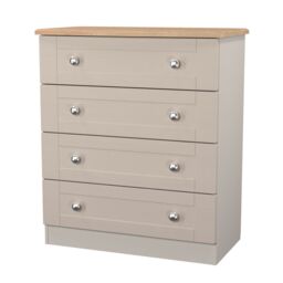 Santander Ready Assembled Matt Beige & Oak 4 Drawer Wide Chest (H)882mm (W)765mm (D)415mm - thumbnail 2