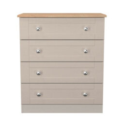 Santander Ready Assembled Matt Beige & Oak 4 Drawer Wide Chest (H)882mm (W)765mm (D)415mm - thumbnail 1