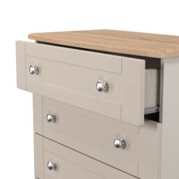 Santander Ready Assembled Matt Beige & Oak 4 Drawer Wide Chest (H)882mm (W)765mm (D)415mm - thumbnail 4