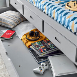 Save On Goods UK 3Ft Single Grey,wood,guest Bed Trundle Frame,bed Underneath,overnighter. Roll Out Under Bed Twin Bed With Drawer Storage - thumbnail 7