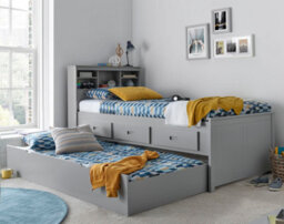 Save On Goods UK 3Ft Single Grey,wood,guest Bed Trundle Frame,bed Underneath,overnighter. Roll Out Under Bed Twin Bed With Drawer Storage - thumbnail 4