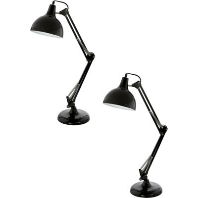 Set Of 2 Modern Black Table Desk Lamps With Flexible Design And In-Line Switch - image 1