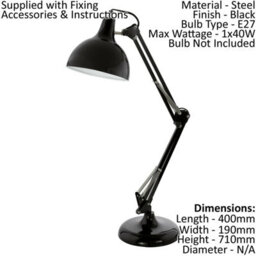 Set Of 2 Modern Black Table Desk Lamps With Flexible Design And In-Line Switch - thumbnail 2