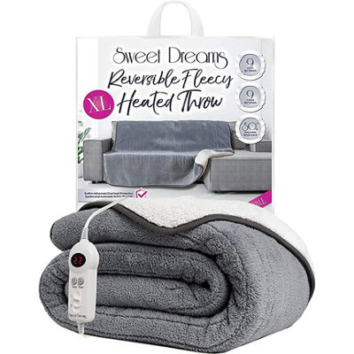 Sweet Dreams Heated Throw Electric Fleece, 9 Heat And 9 Timer Auto Shut Off - Digital Control - Machine Washable - image 1