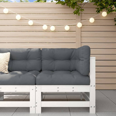 Walplus Outdoor Garden Corner Sofa For Patio Balcony Poolside Furniture White Solid Wood Pine - Cushion Not Included - image 1