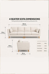 Loft Home Aria Classic Natural Oatmeal 4 Seater Fabric Sofa - thumbnail 3