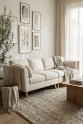 Loft Home Aria Classic Natural Oatmeal 4 Seater Fabric Sofa - thumbnail 1