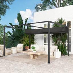 Outsunny 4X3(M) Metal Pergola Gazebo Patio Sunshelter Retractable Canopy Black - thumbnail 8