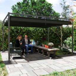 Outsunny 4X3(M) Metal Pergola Gazebo Patio Sunshelter Retractable Canopy Black - thumbnail 7