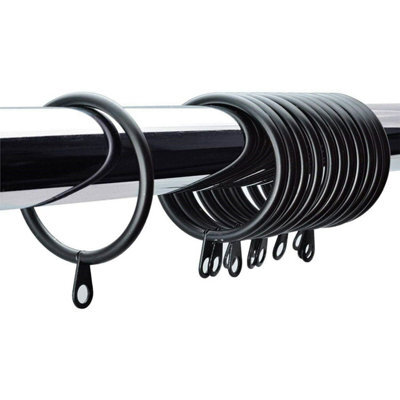 Homeelabador 45mm Extra Large Black Colour Pole Curtain Rings With Eyelet - Pack Of 48 - image 1