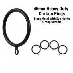 Homeelabador 45mm Extra Large Black Colour Pole Curtain Rings With Eyelet - Pack Of 48 - thumbnail 3